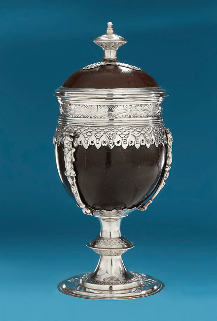 18th Century Silver-Mounted Coconut Cup and Cover