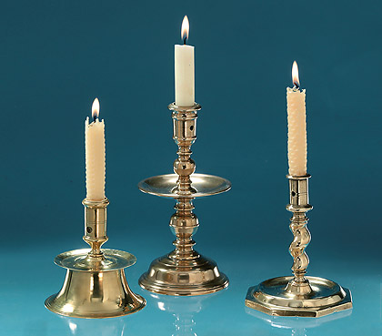Three 17th Century Copper Alloy Candlesticks