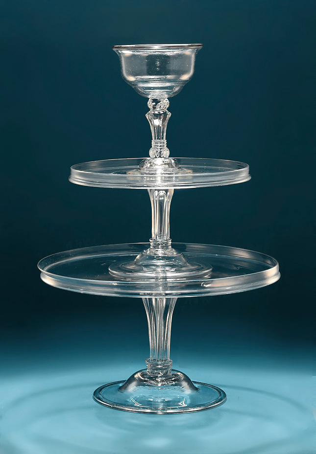Two Georgian Glass Tazze with Pedestal Stems, and a George II glass sweetmeat dish