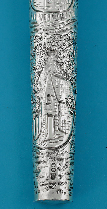 Victorian Elaborately Chased Silver Scent Flask, Rosenthal & Jacob, London, 1890, lower detail