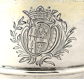 WILLIAM & MARY SILVER TOT CUP, Ralph Leake, London, 1695, arms