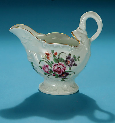 First Period Worcester Dolphin Ewer Creamboat